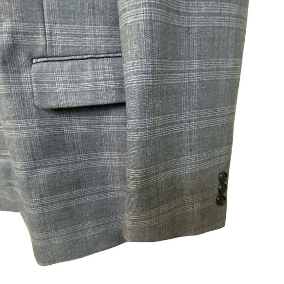Nautica Mens Blazer 44L Gray Glen Plaid All Season Sportcoat Polyester Blend All - Picture 5 of 12